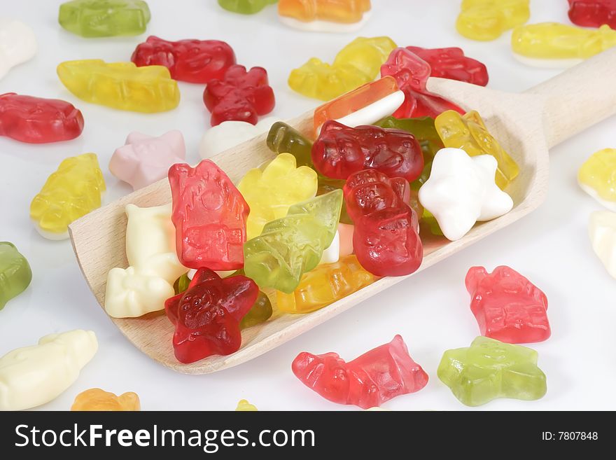 Colorful candy on bright background