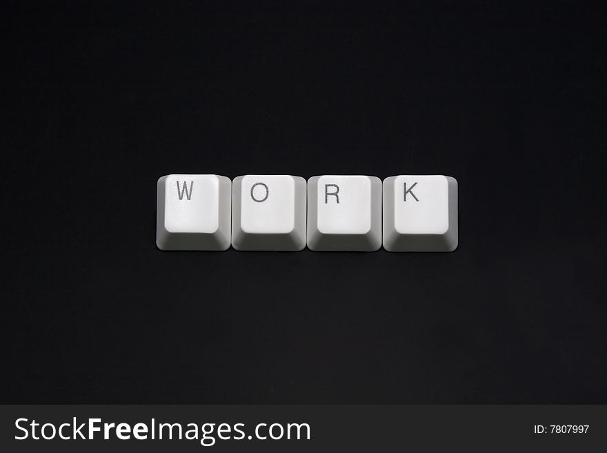 WORK keyboard keys isolated on black