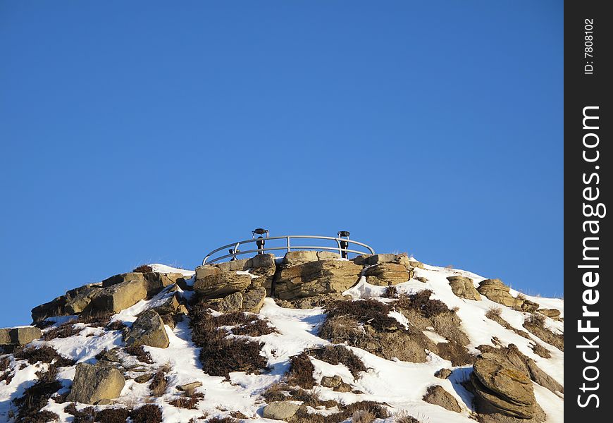 Lookout viewpoint for tourists with binoculars