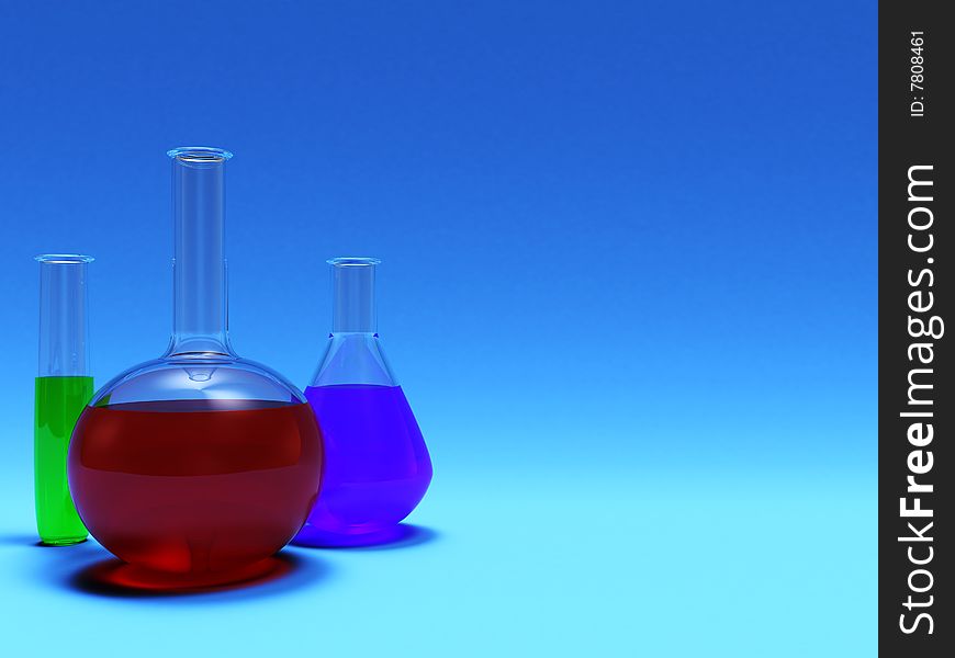 3d illustration of chemical equipment,blue background. 3d illustration of chemical equipment,blue background