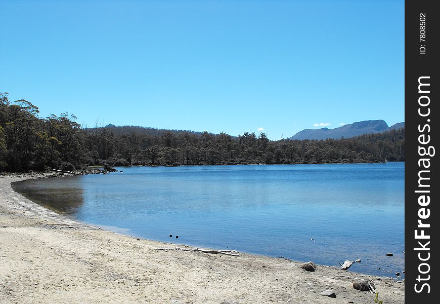 Photo of the lake st clair lake in tasmania.