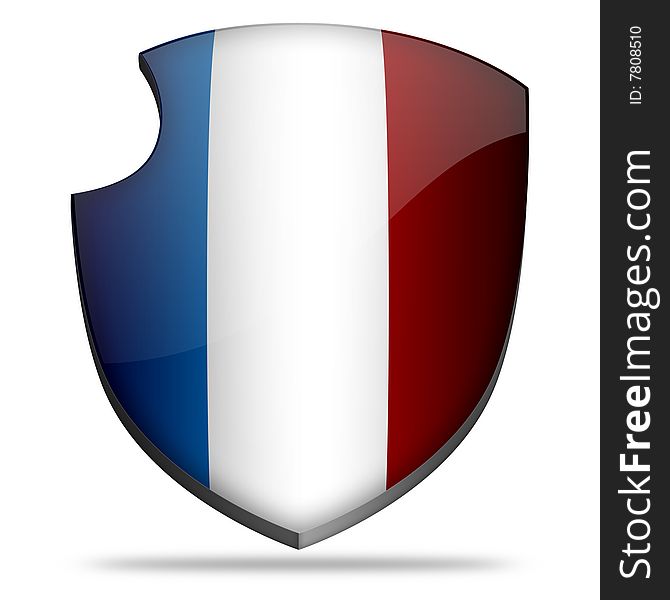 Flag of France on shield. Flag of France on shield