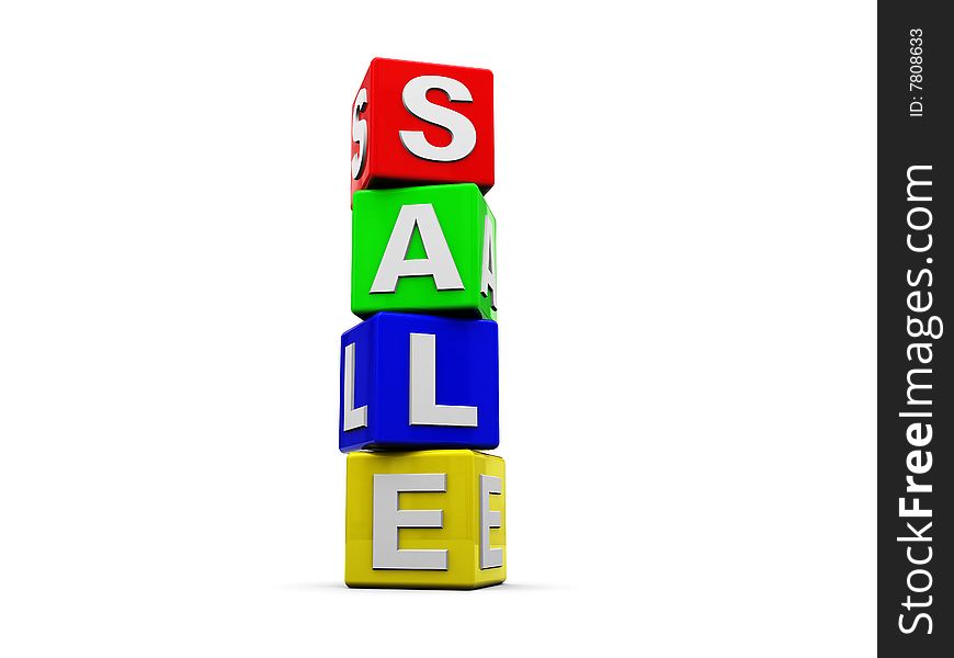 3d illustration of text sale built from cubes
