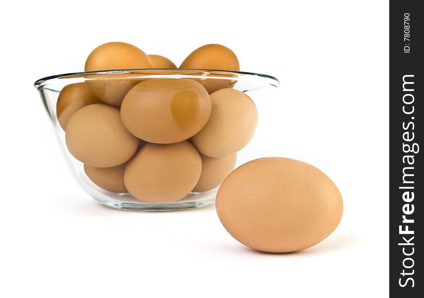 Bowl of eggs isolated on white background. Bowl of eggs isolated on white background