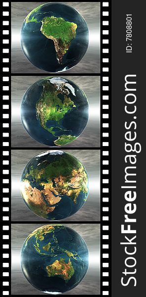 Film With 4 Images Of The Earth