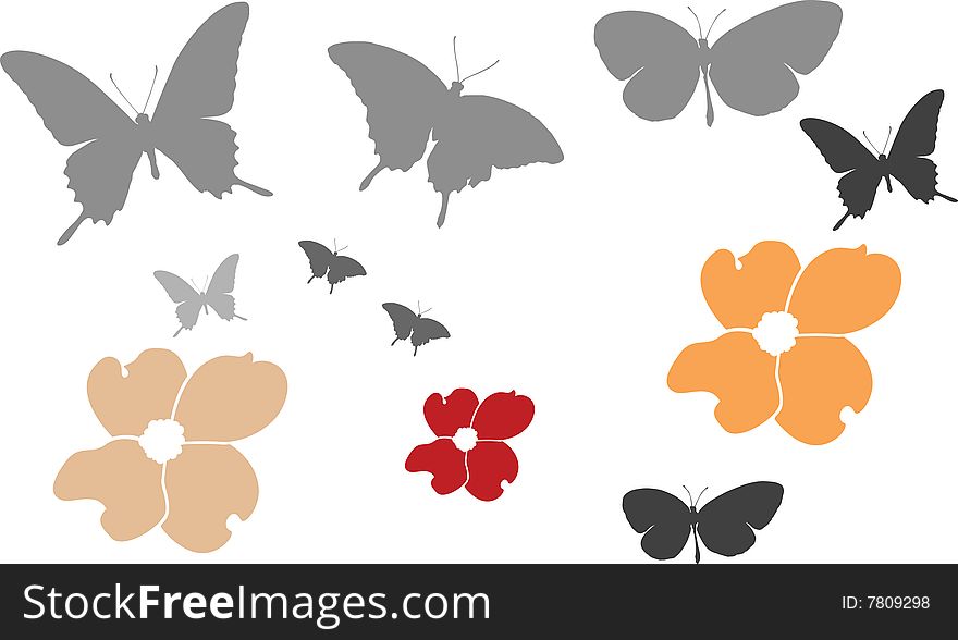 Butterflies silhouettes to symbolize nature. Butterflies silhouettes to symbolize nature