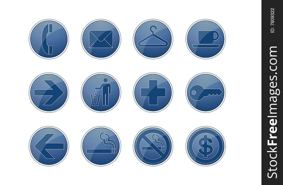 12 Blue Glossy Web Icon