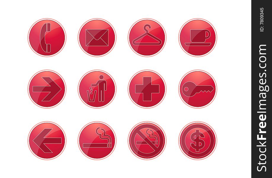 12 Red Glossy Web Icon