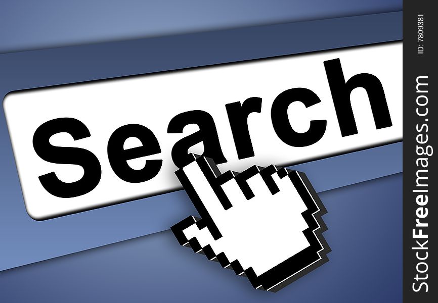 Search bar on computer with mouse pointer , on blue background. Search bar on computer with mouse pointer , on blue background