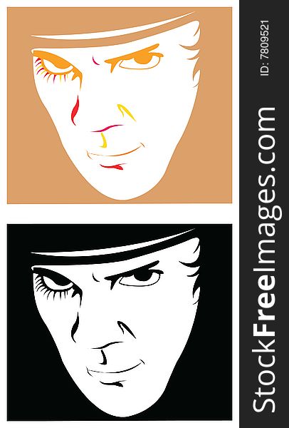 2 Stencils that can be used on a tee-shirt of an evil man