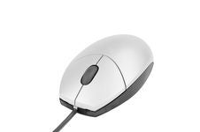 GRAY COMPUTER MOUSE ON WHITE Stock Image