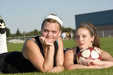 Soccer Girls Relax After A Game Stock Images Soccer Girls Relax After A Game Stock Images