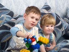 Two Boys Play Toys Royalty Free Stock Image