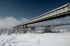 Two Bridges Through The River Royalty Free Stock Photos