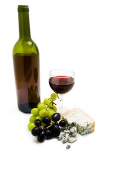 Wine Bottle With Cheese And Grapes Royalty Free Stock Photo Wine Bottle With Cheese And Grapes Royalty Free Stock Photo