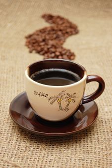 Coffee Cup And Beans In Shape Of Steam Stock Photo Coffee Cup And Beans In Shape Of Steam Stock Photo