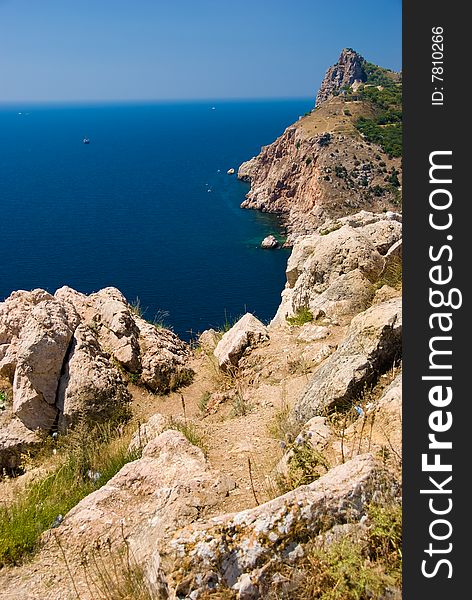 Rocky sea coast in Crimea, Ukraine