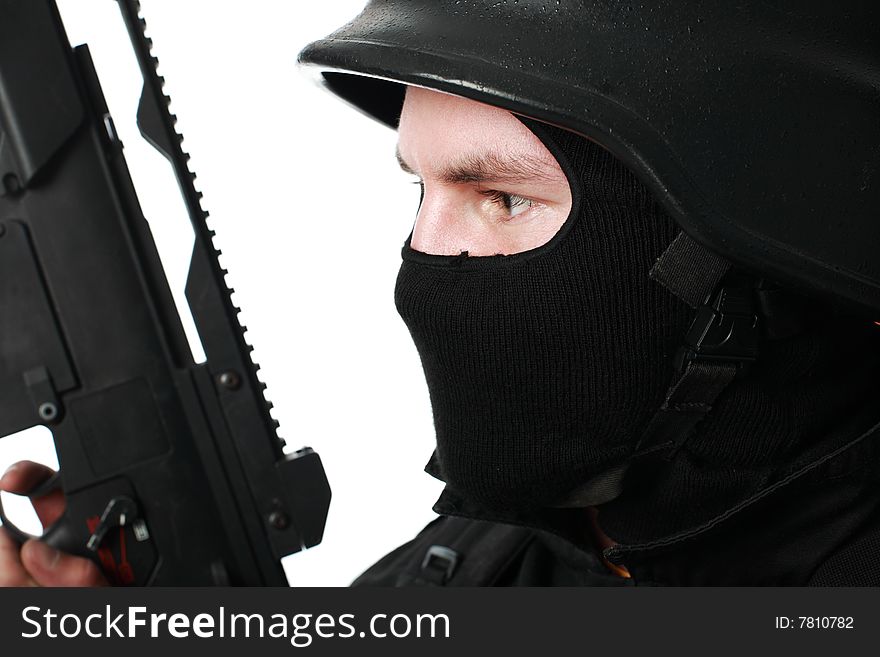 Shot of a soldier holding gun. Shot of a soldier holding gun.