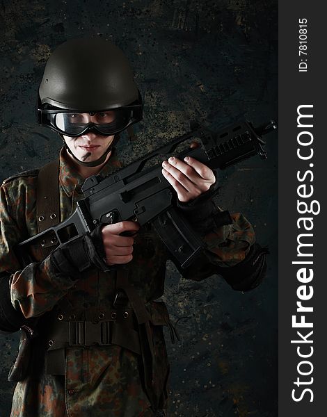 Shot of a soldier holding gun. Shot of a soldier holding gun.