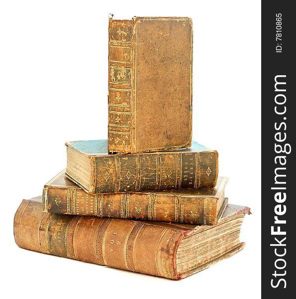 Old Book lying down flat isolated by white. Old Book lying down flat isolated by white