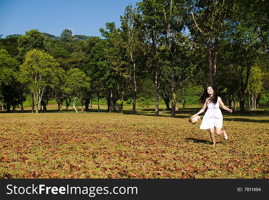 Beautiful asian girl in the park