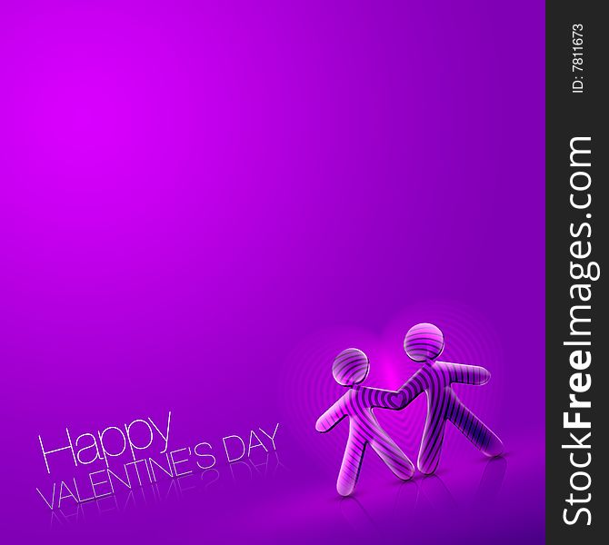 3d couple Illustration of Happy Valentine's Day over a pink and violet background. 3d couple Illustration of Happy Valentine's Day over a pink and violet background.