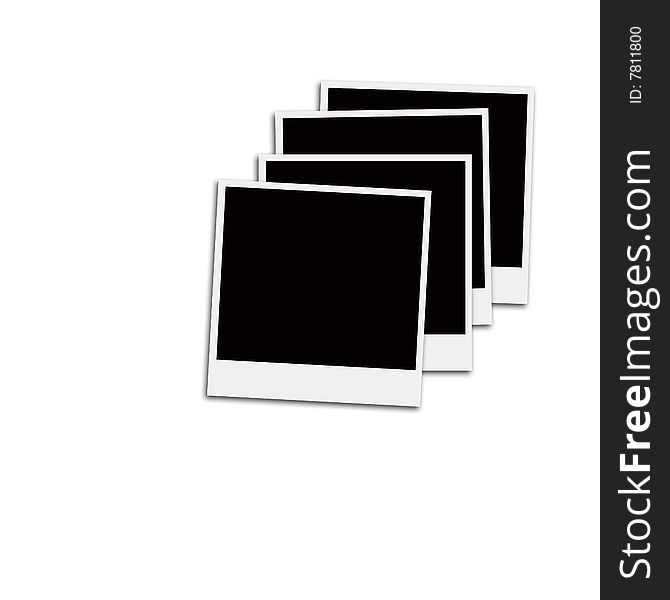Several instant film frames on an isolated white background