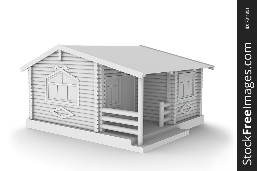 Wooden house concept. Computer generated three dimensional concept, against a white background. Wooden house concept. Computer generated three dimensional concept, against a white background