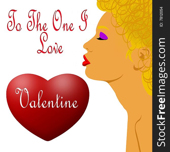 Valentine Background or card with Lady and heart
