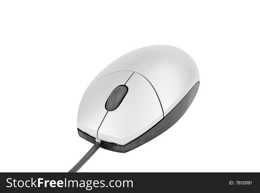 GRAY COMPUTER MOUSE ON WHITE