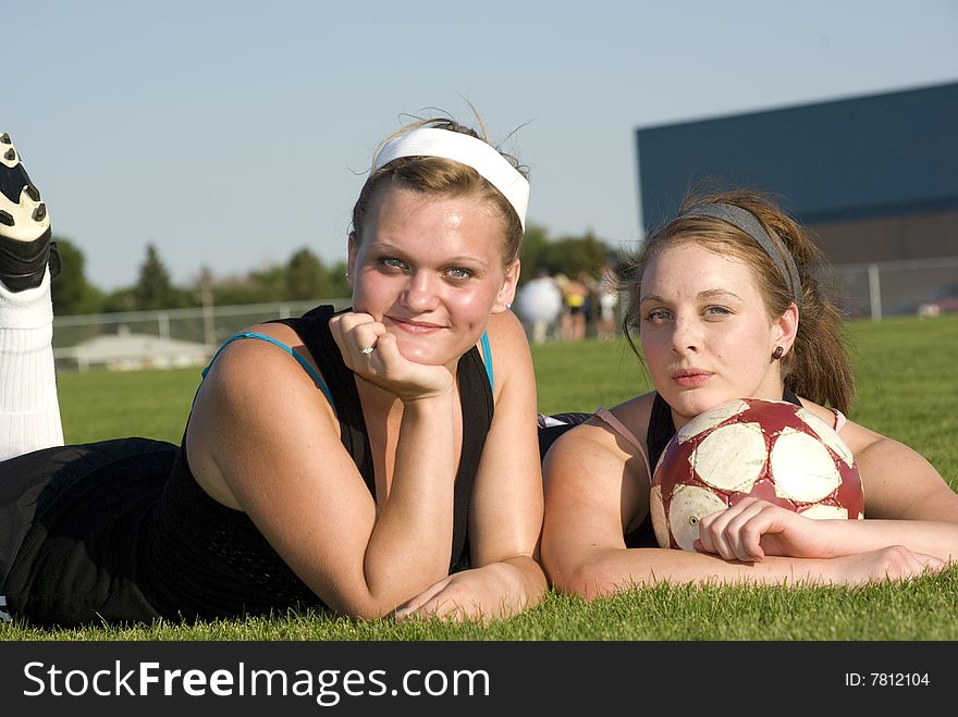 Soccer Girls Relax After A Game