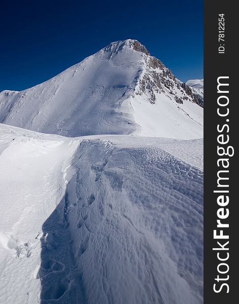 Alps in slovenia covered in snow on february sunny day. Alps in slovenia covered in snow on february sunny day