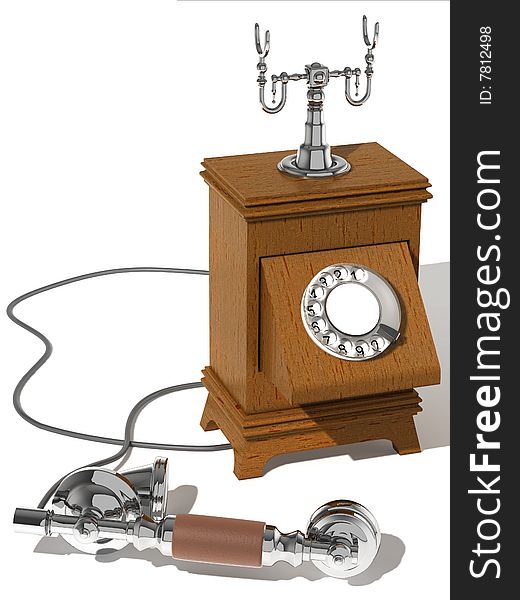 The phone executed in a retro style, with the removed tube which lays a beside. The phone executed in a retro style, with the removed tube which lays a beside.