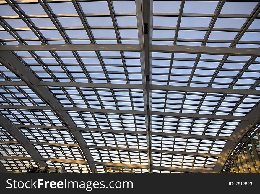 A complex modern roof,modern architecture glass dome in beijing