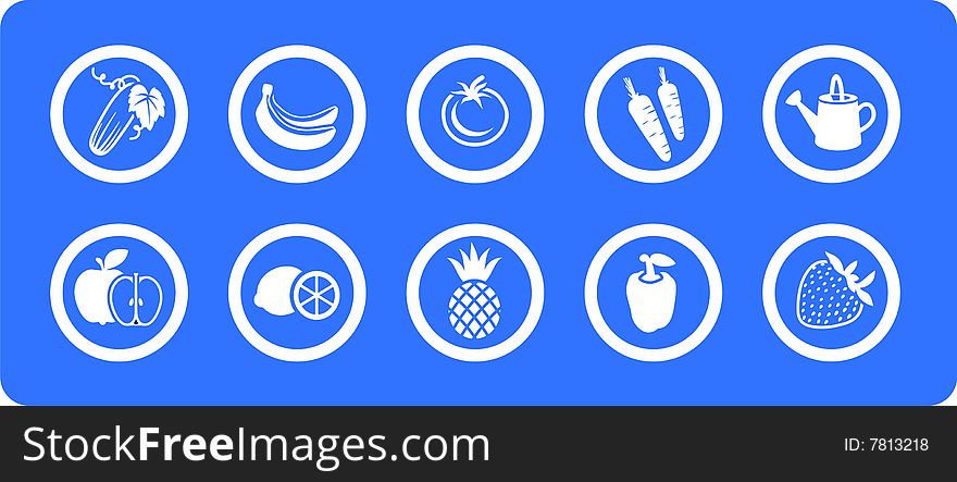 Fruit And Vegetables  Icons Set