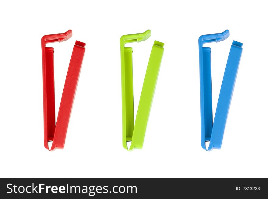 Clips for food Bags on white background