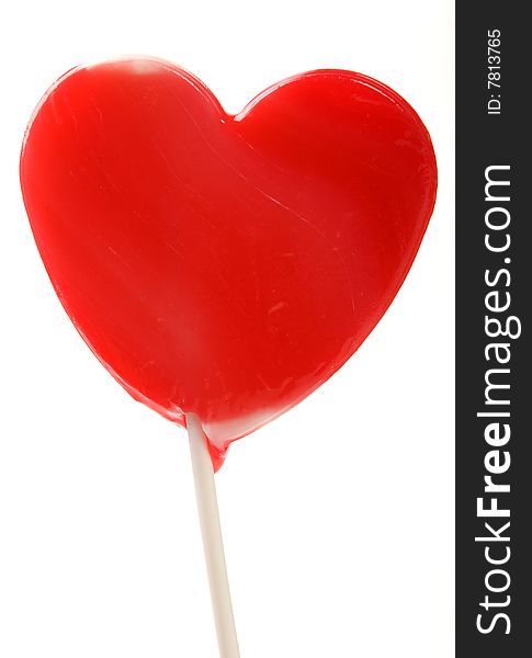 Valentine lollypop isolated on white