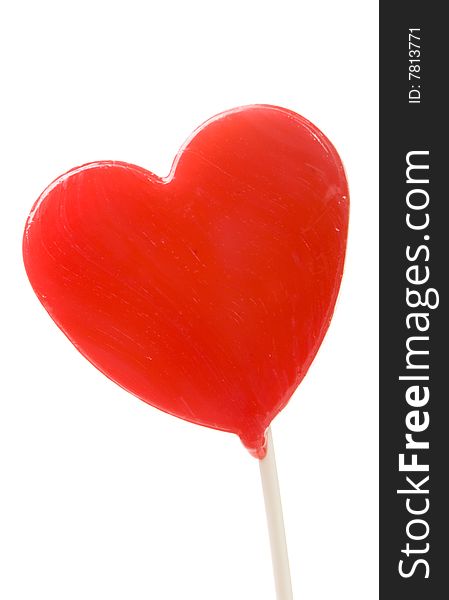 Valentine lollypop isolated on white