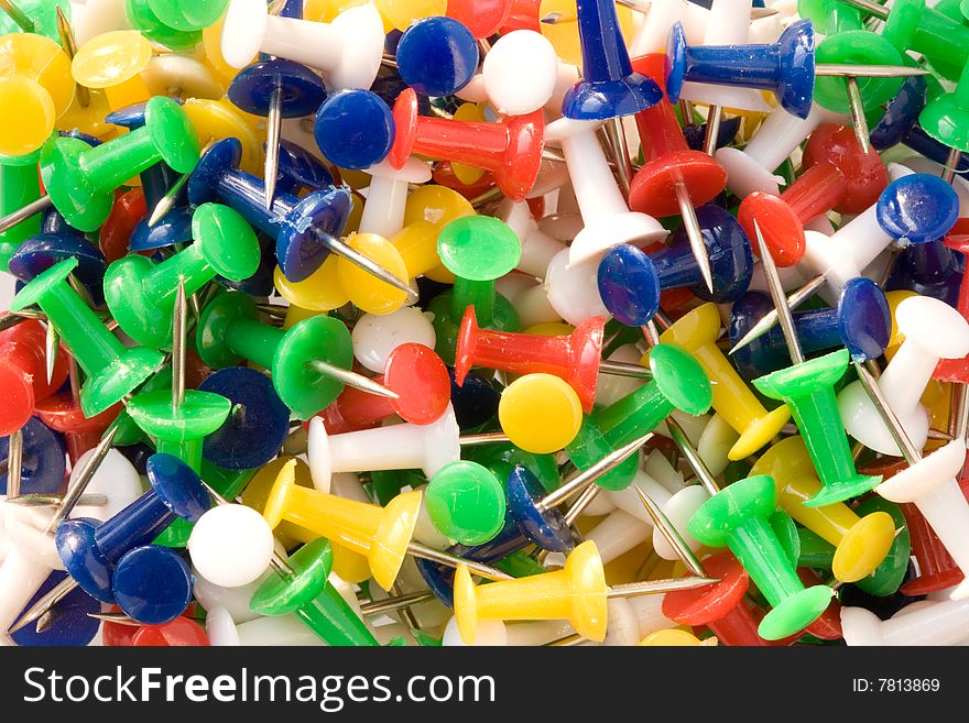 Multicolored push pins for background. Multicolored push pins for background.