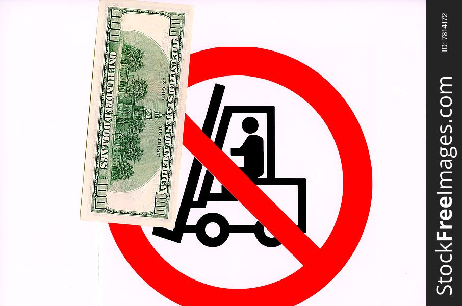 Hazard sign. The movement for forklift truck with currency banned. Hazard sign. The movement for forklift truck with currency banned.