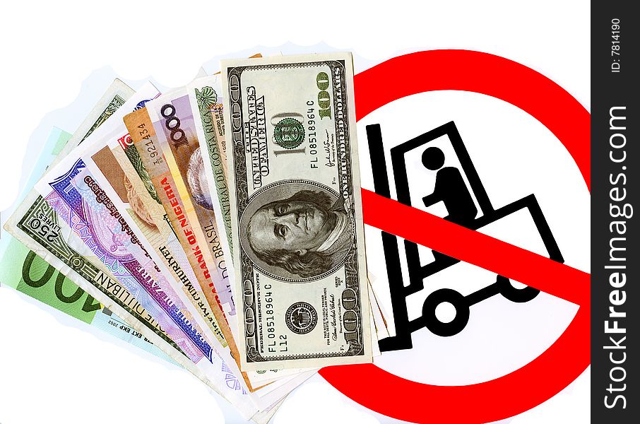 Hazard sign. The movement for forklift truck with currency banned. Hazard sign. The movement for forklift truck with currency banned.