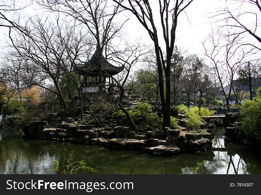 Beautiful landscape in Suzhou garden