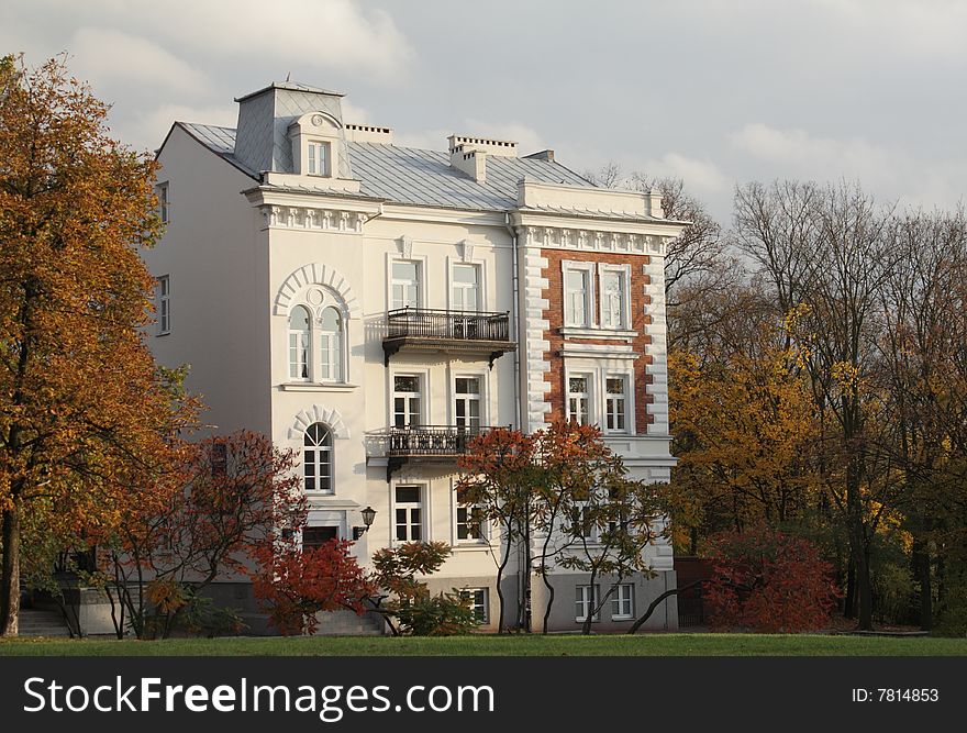 Stylish building in a autumnal landscape. Stylish building in a autumnal landscape