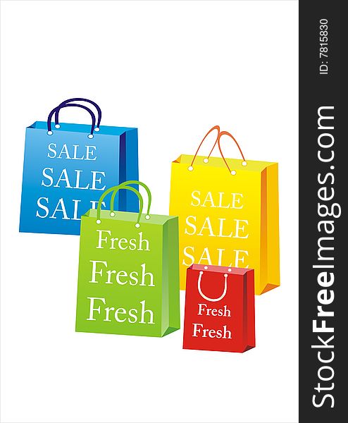 Illustration of colored shopping bags.