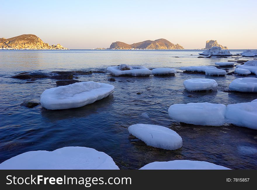 Sea winter landscape of coast of sea of Japan. The Far East. Russia. Sea winter landscape of coast of sea of Japan. The Far East. Russia.