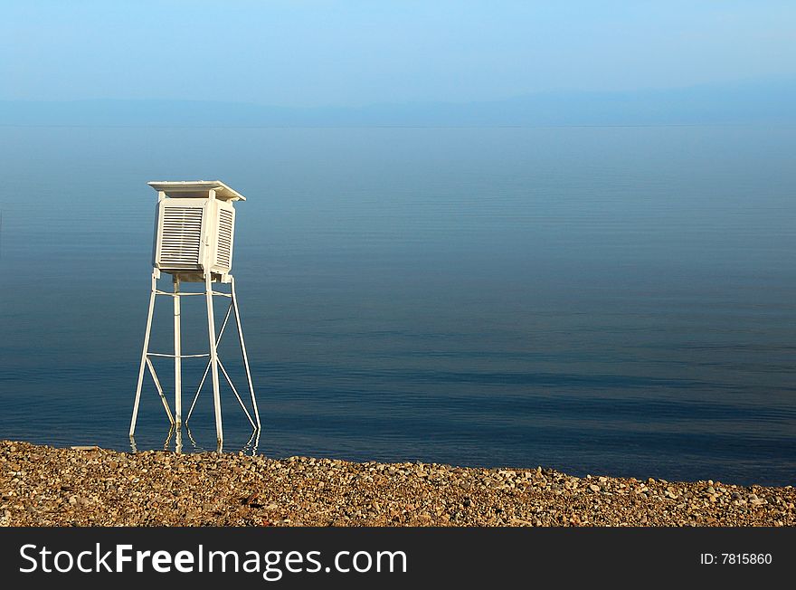 White weather station in water