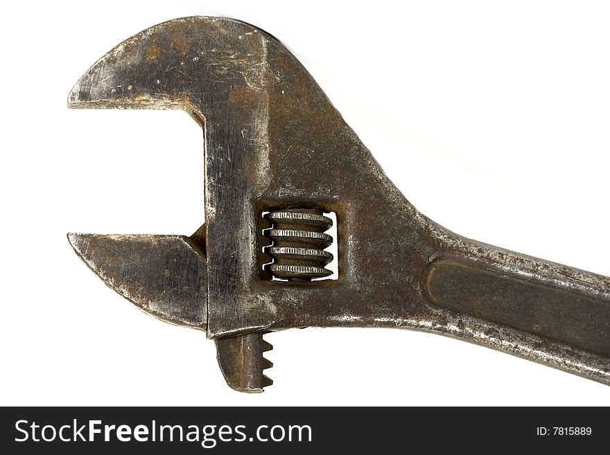 Old spanner on a white background. Old spanner on a white background.
