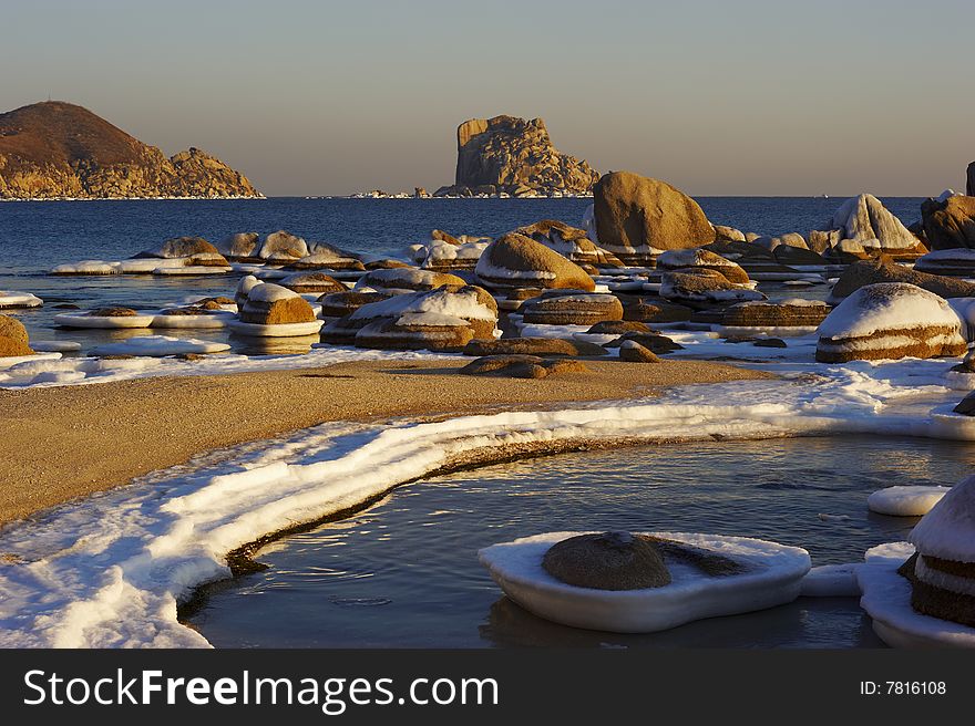 Sea winter landscape of coast of sea of Japan. The Far East. Russia. Sea winter landscape of coast of sea of Japan. The Far East. Russia.