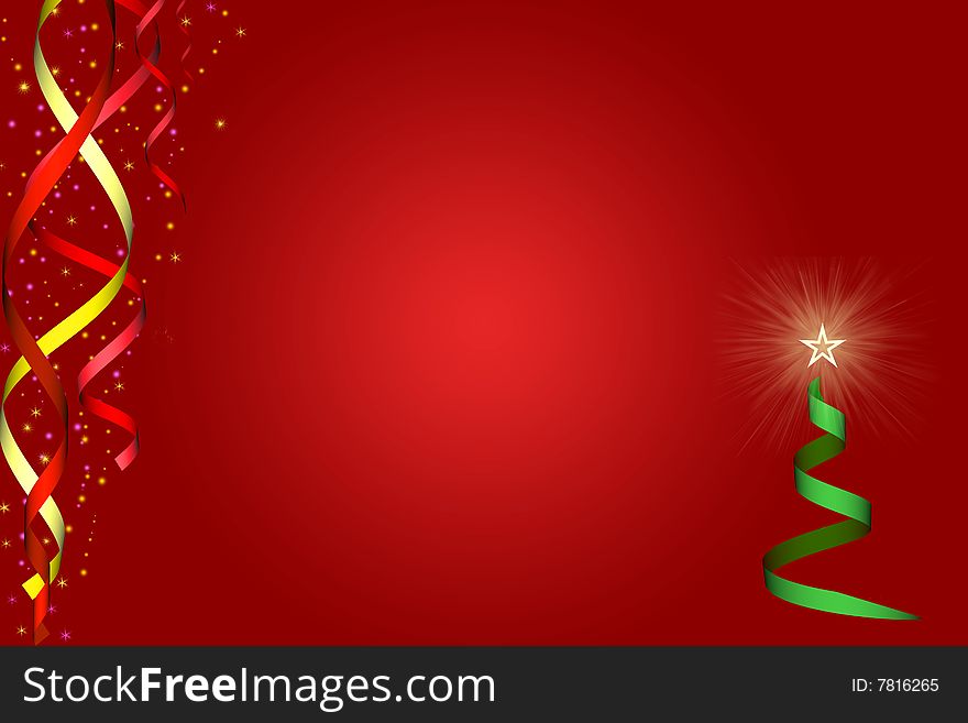 background to New year or christmas, christmas tree on red background. background to New year or christmas, christmas tree on red background