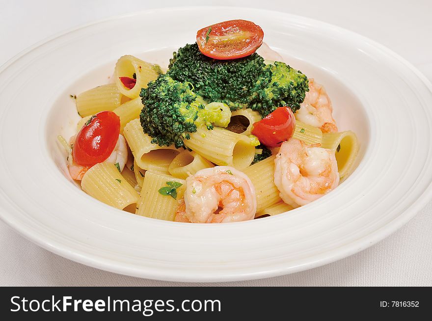 Italy seafood noodles on white dish